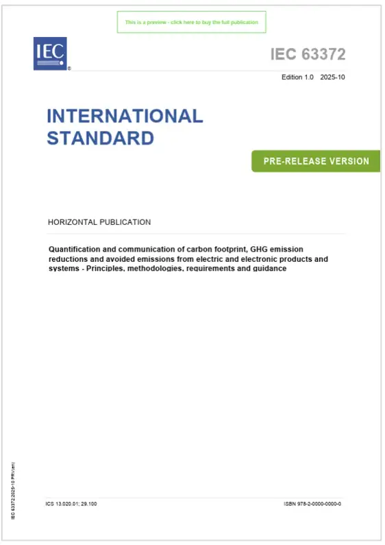 IEC 63372:2025 / Quantification and communication of carbon footprint 